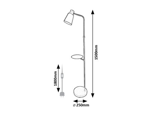 Lampadar cu etajera RBL 74229, 1xE27, H:150 cm, metal negru - imagine 4