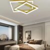 Lustra LED 2 Square Gold,cu Telecomanda, 3 Tipuri de lumina, Intensitate reglabila