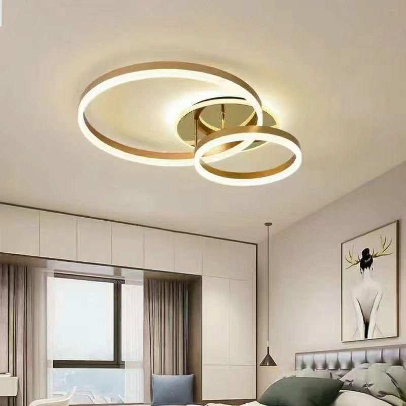 Plafoniera LED Auriu 2 Cercuri cu Telecomanda,3 Tipuri de lumina intensitate reglabila