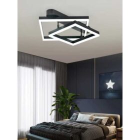 Lustra LED 2 Square Negru,cu Telecomanda, 3 Tipuri de lumina, Intensitate reglabila