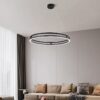 Lustra LED Black 1 Ring cu Telecomanda, 3 tipuri lumina, Dimabila D600×H 1000 mm