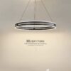 Lustra LED Black 1 Ring cu Telecomanda, 3 tipuri lumina, Dimabila D400×H 1000 mm