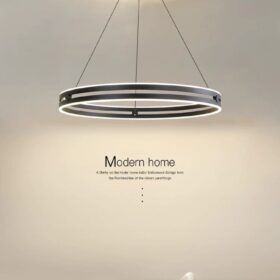 Lustra LED Black 1 Ring cu Telecomanda, 3 tipuri lumina, Dimabila D400×H 1000 mm