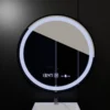 Oglinda LED Rotunda, 80cm, Sistem Dezaburire, Ceas & Termometru, Dimabila