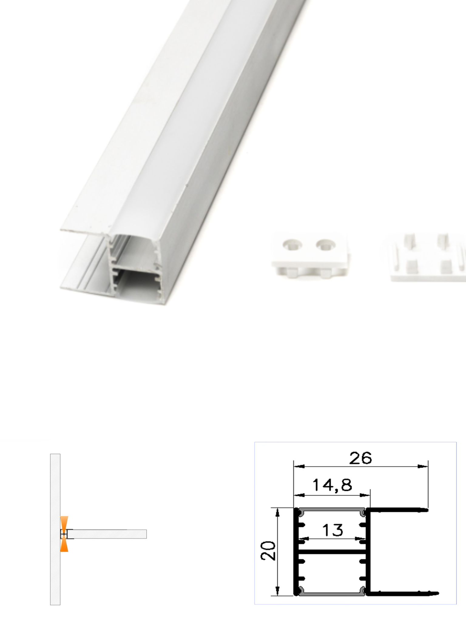 Profil LED Dublu 507 Aluminiu 2m