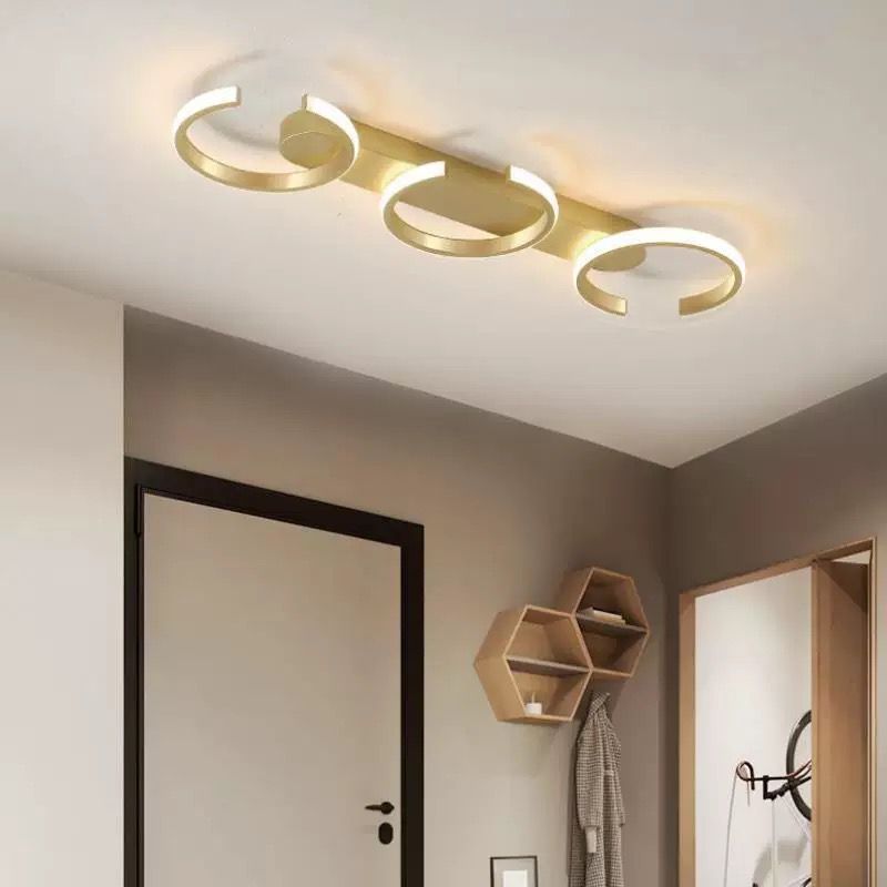 Plafoniera 3 Semi Ring Gold cu Telecomanda ,3 Tipuri lumina, Intensitate reglabila
