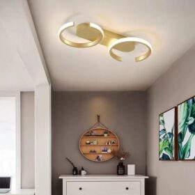 Plafoniera 2 Semi Ring Gold cu Telecomanda ,3 Tipuri lumina, Intensitate reglabila