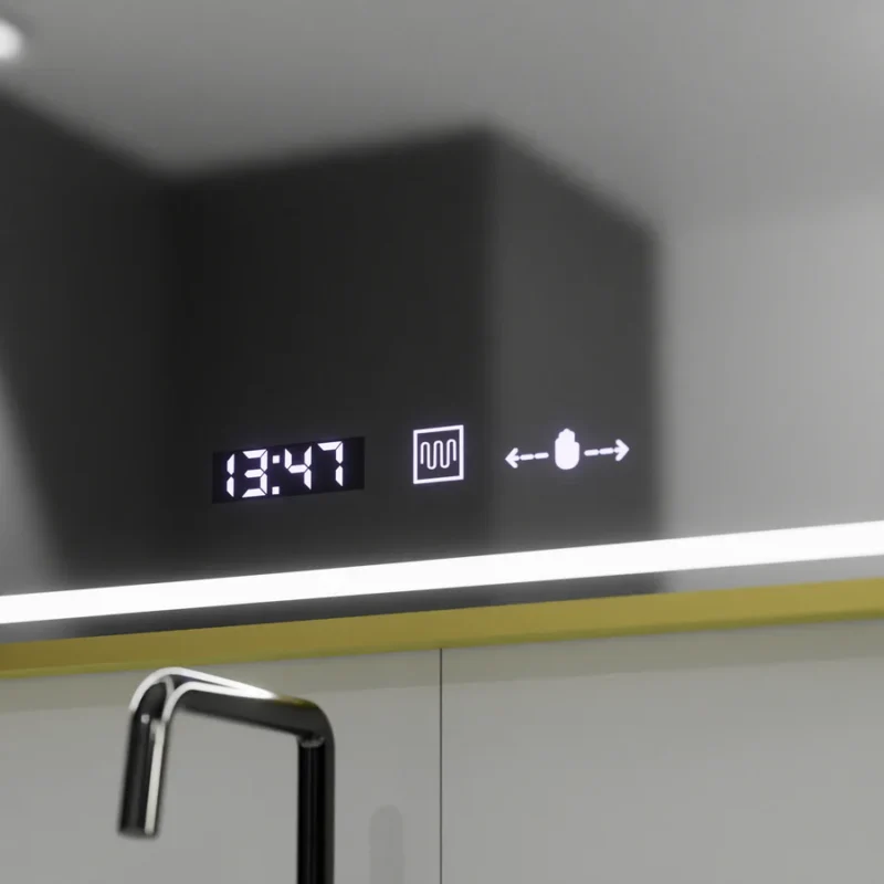 Alternative view of Oglinda LED Imperial Gold 80x60cm Sistem Dezaburire, Ceas & Termometru, 3 Tipuri de lumina,Dimabila