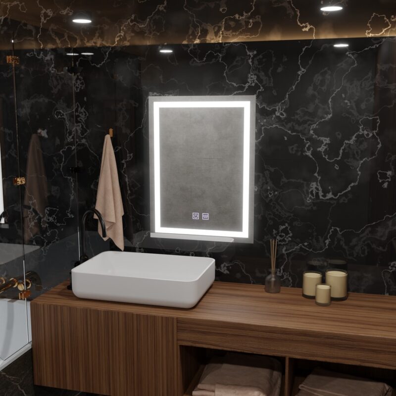 Alternative view of Oglinda LED Rectangulara, 50x70cm, Insideus Touch, Sistem Dezaburire, Dimabila