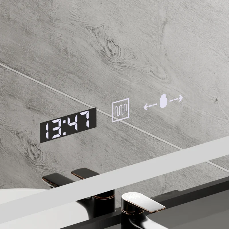 Alternative view of Oglinda LED Imperial Black 60x80cm Sistem Dezaburire, Ceas & Termometru, 3 Tipuri de lumina,Dimabila