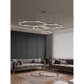Lustra LED Ring negru 4 Segmente, cu telecomanda