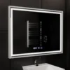 Oglinda LED Imperial Silver 80x60 cm Sistem Dezaburire, Ceas & Termometru, 3 Tipuri de lumina,Dimabila