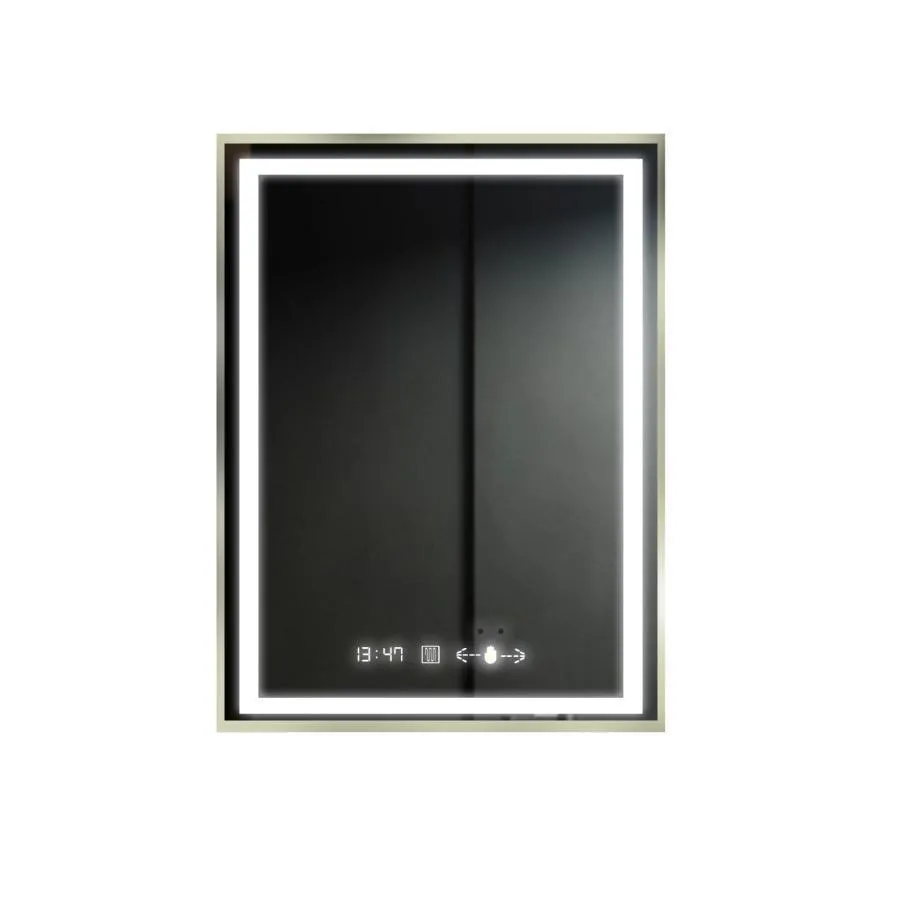 Oglinda LED Imperial Gold 60x80cm Sistem Dezaburire, Ceas & Termometru, 3 Tipuri de lumina,Dimabila - imagine 4