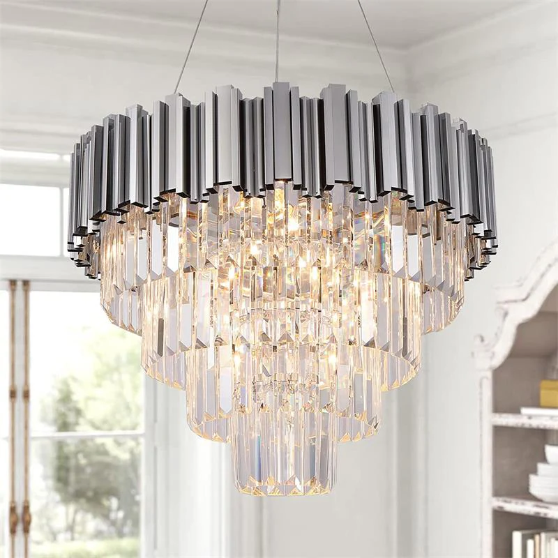 Candelabru Belle Cristal,8X E27,500mm, Argintiu