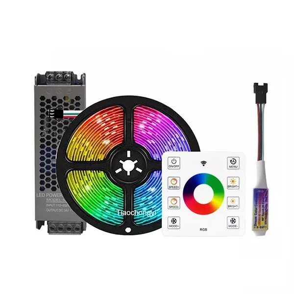 KIT Banda LED Digitala, RGB, 10m, 14.4W/M, 24V, Transformator 200W, Controler - imagine 3