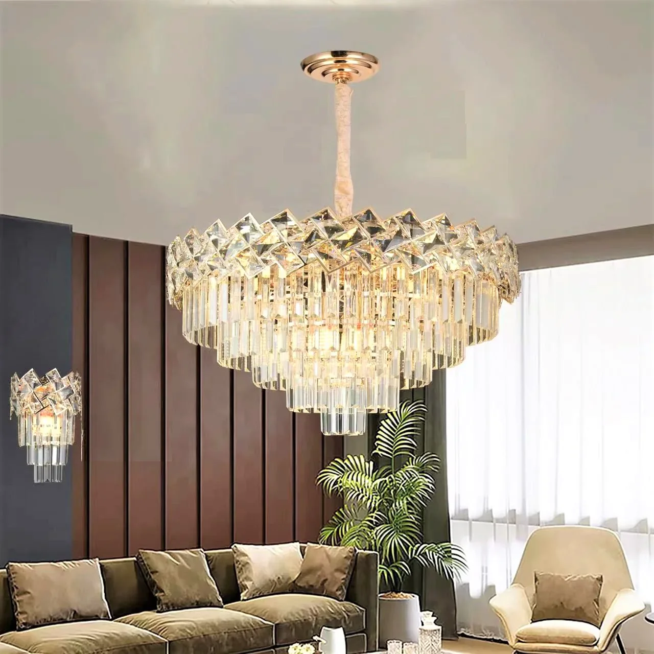 Candelabru RILA , Cristal, 10 X E27, Auriu