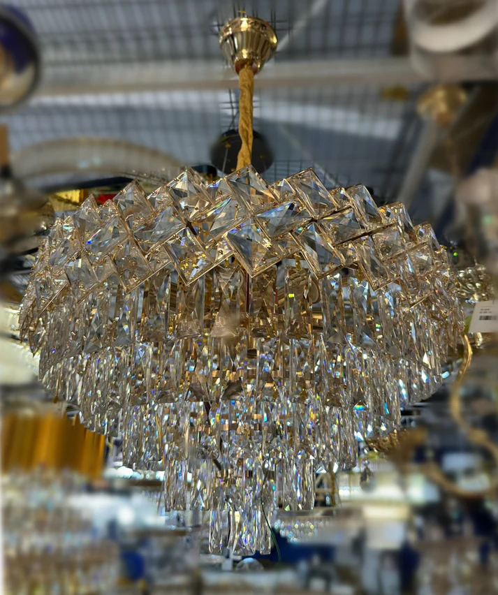 Candelabru RILA , Cristal, 10 X E27, Auriu - imagine 2