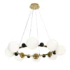 Lustra suspendata Pearl 2 cu 8 Abajururi, 8 x E27, Inaltime Reglabila, Auriu/Alb/Negru