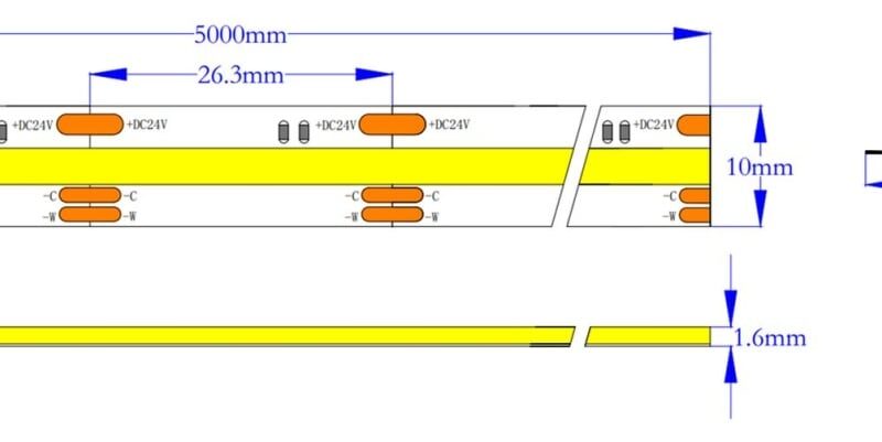 Alternative view of Bandă LED flexibilă COB CCT 16W/m 608led/m CRI90 24V IP65