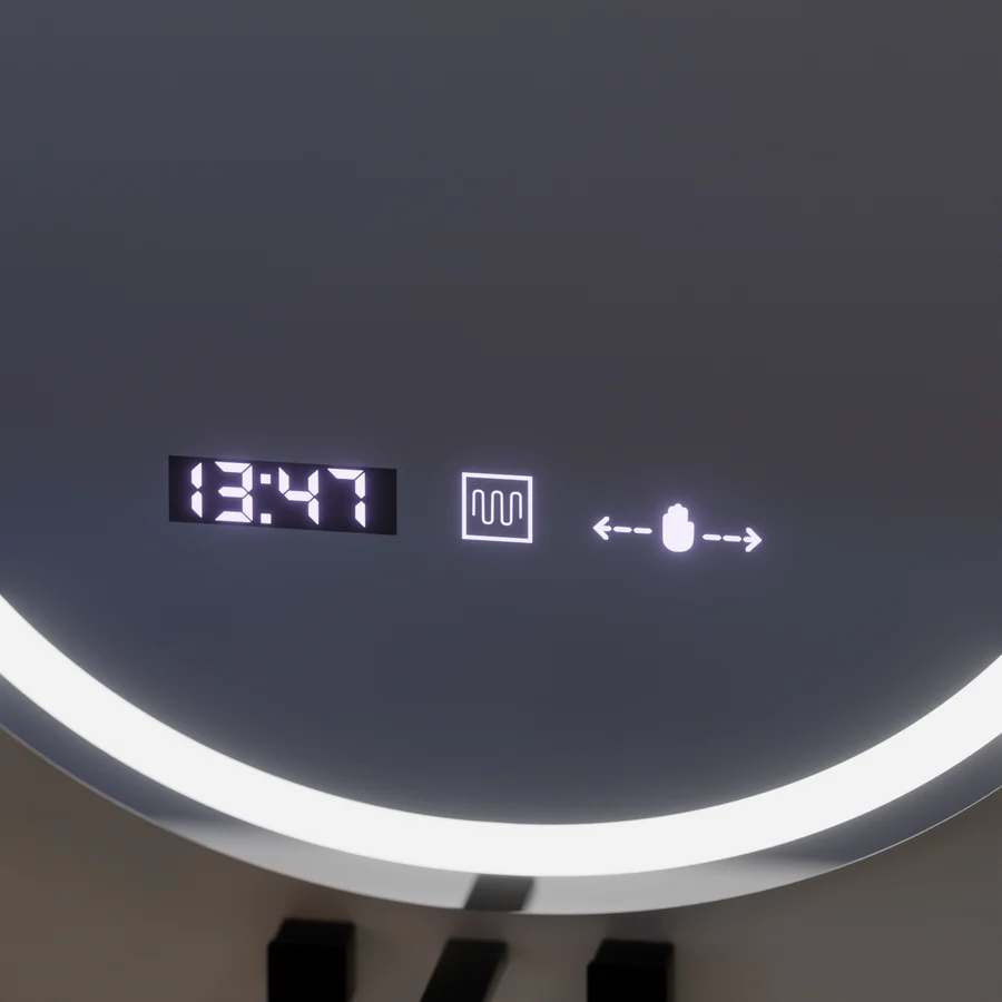 Oglinda LED Senzor MotionGlow Aurora cu functie Dezaburire Termometru Ceas Ovala 50x80 cm Lumina Rece/Calda/Neutra Dimabila - imagine 6
