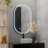 Oglinda LED Senzor MotionGlow Aurora cu functie Dezaburire Termometru Ceas Ovala 50x80 cm Lumina Rece/Calda/Neutra Dimabila