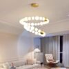 Lustra Ring 2 Pearls 15+21 cu Telecomanda, 3 tipuri de lumina D920×H1000mm