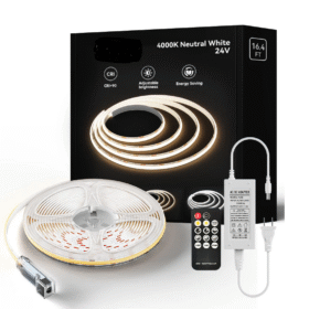 KIT Banda LED COB DVB, cu Telecomanda, Lumina Calda, 4000K, 5m, 14W/m, 24V, Transformator 72W