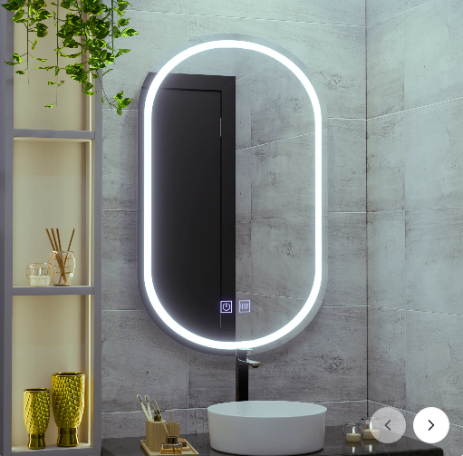 Alternative view of Oglinda LED Ovala, 50x80cm, Velora Touch, Sistem Dezaburire, Dimabila