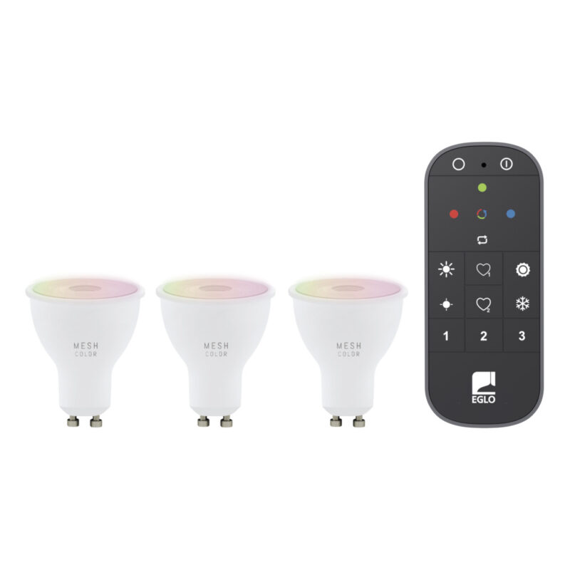 SET 3 becuri LED GU10 4.9W + telecomandă 110398