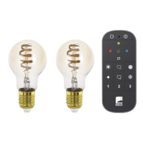Set 2 becuri LED E27 A60 7W + telecomandă 110401
