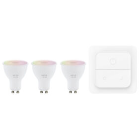Set 3 becuri LED GU10 4.9W + telecomandă 110417