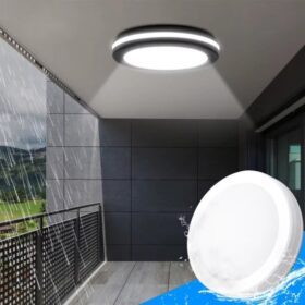 Plafoniera de exterior LED IP65 3CCT 3000lm, 300x55mm, IP65, Neagra
