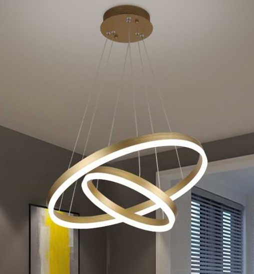 Lustra LED Ring 2 Gold, cu Telecomanda,3 Tipuri de lumina, 300+500mm