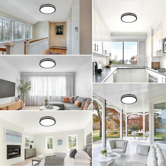 Plafoniera de exterior LED IP65 3CCT 3000lm, 300x55mm, IP65, Neagra - imagine 5