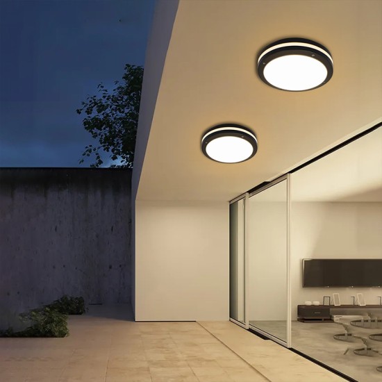 Plafoniera de exterior LED IP65 3CCT 3000lm, 300x55mm, IP65, Neagra - imagine 3