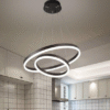 Lustra LED Ring 2 Negru, cu Telecomanda,3 Tipuri de lumina, 300+500mm
