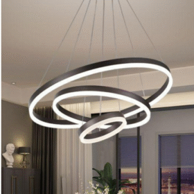 Lustra LED Ring 3 Neagra, cu Telecomanda,3 Tipuri de lumina, 600mm