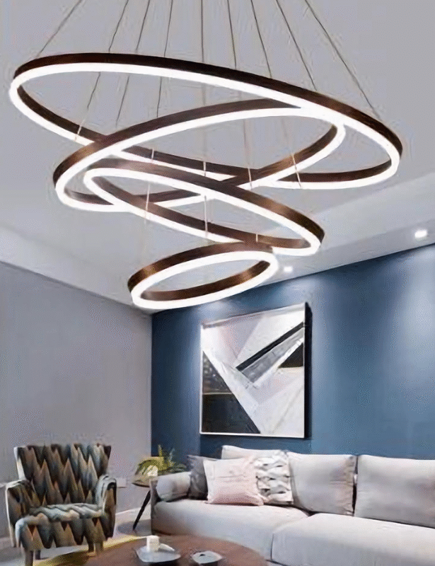 Lustra LED Ring 4 Neagra, cu Telecomanda,3 Tipuri de lumina, 800mm