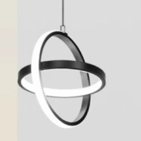 Lustra Led Inter 2 Cercuri , 3 Tipuri de lumina, Neagra