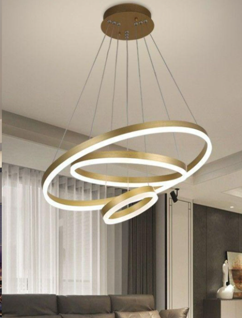 Lustra LED Ring 3 Gold, cu Telecomanda,3 Tipuri de lumina, 600mm