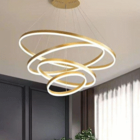 Lustra LED Ring 4 Gold, cu Telecomanda,3 Tipuri de lumina, 800mm