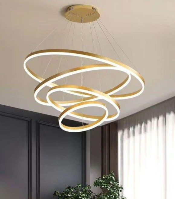 Lustra LED Ring 4 Gold, cu Telecomanda,3 Tipuri de lumina, 800mm