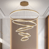 Lustra LED Ring 5 Gold, cu Telecomanda,3 Tipuri de lumina, D1000×H2000mm