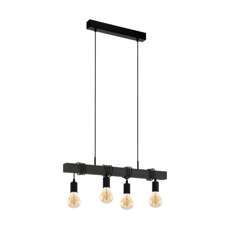Lustră stil rustic TOWNSHEND 4XE27 IP20 43506, negru