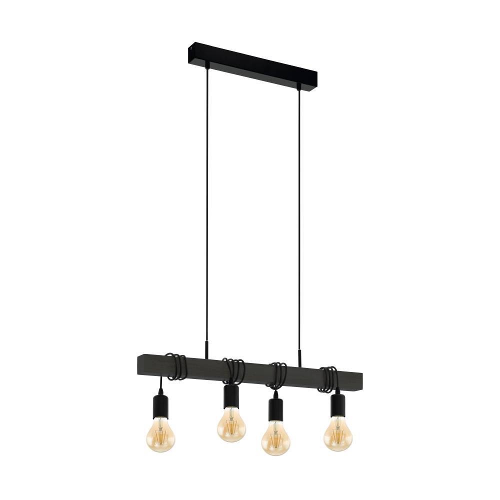 Lustră stil rustic TOWNSHEND 4XE27 IP20 43506, negru