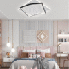Plafoniera LED cu Telecomanda, Alb/Negru, D500×500×80mm, 3 Tipuri de lumina