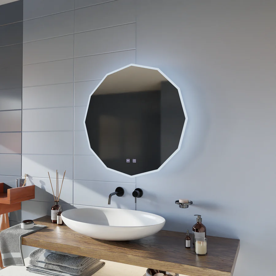Oglinda LED Hexagon, 60cm,Touch, Sistem Dezaburire, Dimabila - imagine 4