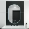 Oglinda LED Ovala Lucy, 50x100cm, Senzor , Sistem Dezaburire, Ceas & Termometru, Dimabila