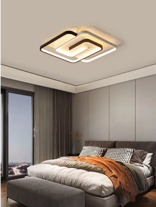 Plafoniera LED cu Telecomanda, Alb/Negru, D550×550×60mm, 3 Tipuri de lumina