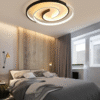 Plafoniera LED cu Telecomanda, Alb/Negru, DD500×60mm, 3 Tipuri de lumina